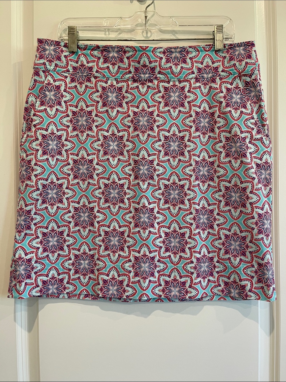 Talbots Floral Pencil Skirt in Aqua and Magenta